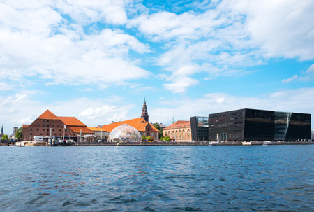 Copenhagen, panorama of the city seen from the main canalの写真素材