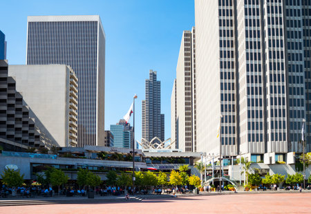 San Francisco, USA - September 21, 2015: The skyscrapers of the Embarcadero Centerのeditorial素材