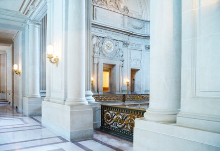 San Francisco, USA - September 22, 2015: The inside of the City Hall in the Civic Center areaのeditorial素材