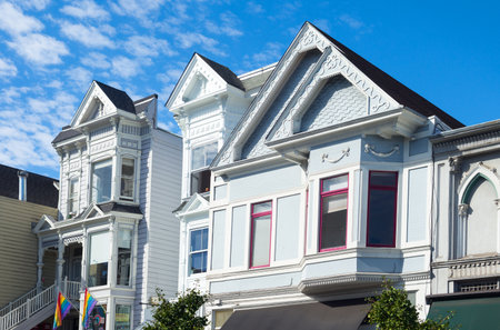 San Francisco, USA - September 26, 2015: The traditional vintage shape of the houses in Castro street.のeditorial素材