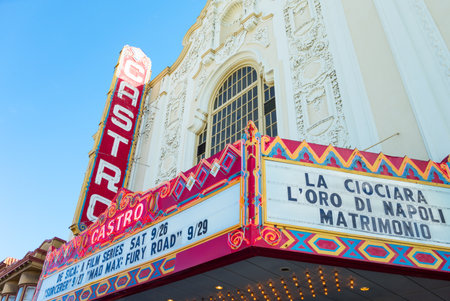 San Francisco, USA - September 26, 2015: The luminous signs of the Castro theater in Castro streetのeditorial素材