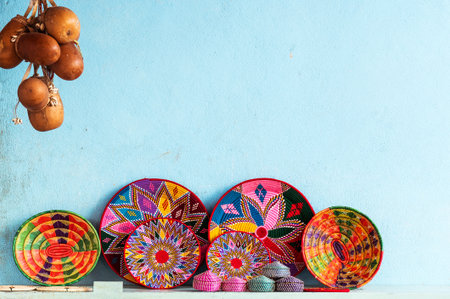 Ethiopia, Axum, traditional craft in front of an house