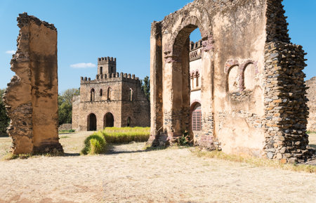 Ethiopia, Gondar, ancient buildings in the Imperial quarterのeditorial素材