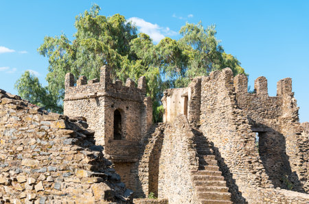 Ethiopia, Gondar, ancient buildings in the Imperial quarter