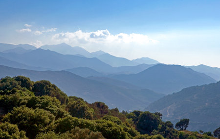 Greece, Crete, panoramic view of the  mountains in Agia Pelagia outbackの写真素材