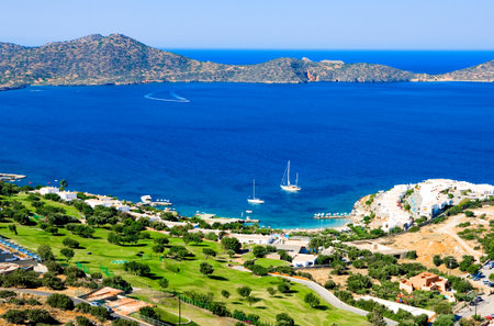Greece, Crete, panoramic view of the Elounda bayのeditorial素材