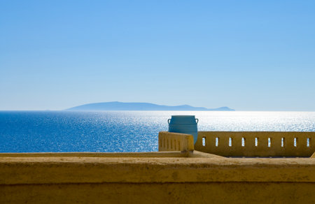 Greece, Crete, panoramic view of the sea from Agia Pelagia villageのeditorial素材