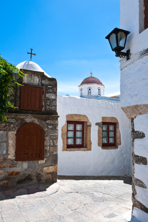 Greece, Dodecanese,Patmos, architectures of the Chora villageのeditorial素材