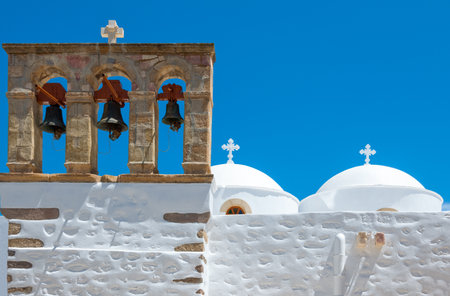 Greece, Dodecanese,Patmos, the Saint John church in the Skala villageのeditorial素材