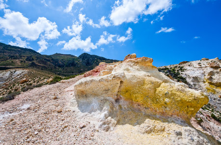 Greece, Dodecanese, Nissyros,the volcano's calderaのeditorial素材