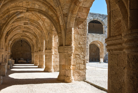 Greece, Dodecanese, Rhodes,the old Hospital of St. John,s Knights, actually Archaeological Museumのeditorial素材