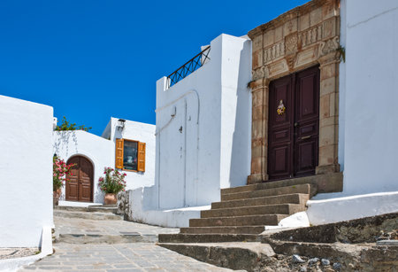 Greece, Dodecanese, Rhodes, the Akra Lindos villageのeditorial素材