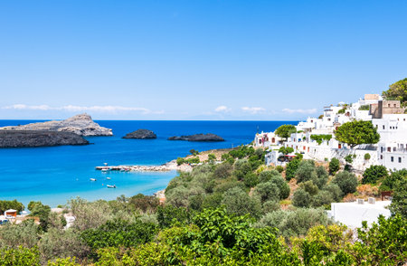 Greece, Dodecanese, Rhodes, the Lindos villageのeditorial素材