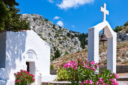 Greece, Dodecanese, Kos, Agios Vasili church in Pili villageの写真素材