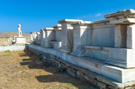 Greece, Delos, archaeological site, the Roman Sanctuary ruinsの写真素材
