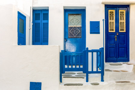 Greece, Mykonos, the typical architectures of the Chora old townの写真素材