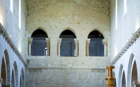 Italy, Casauria,  the inside of the St. Clemente basilicaのeditorial素材