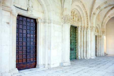 Italy, Casauria,  the entrance portal of the St. Clemente basilicaのeditorial素材