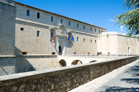 L'Aquila, Italy - September 6, 2006;  Perspective view of the Castle of the XVI centuryのeditorial素材
