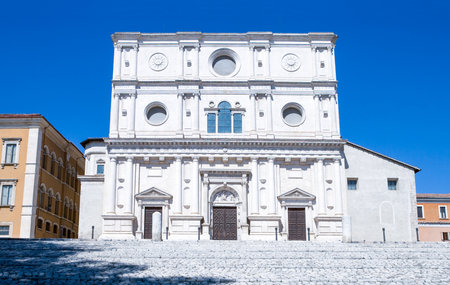 Italy, L'Aquila, the facade of the St. Bernardino basilica (XV century)の写真素材