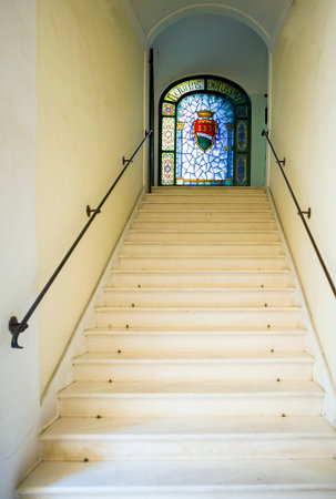 Atri, Italy - September 10, 2006: The entrance staircase fo the Dukes of Acquaviva palaceのeditorial素材