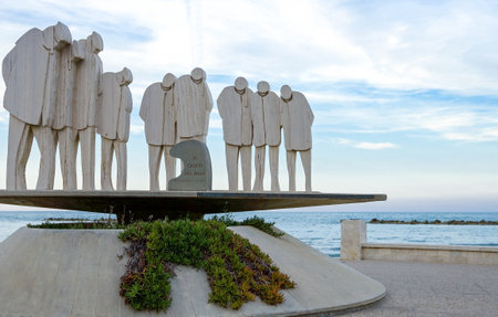 Francavilla, Italy - September 11, 2006: A wooden memorial on the waterfrontのeditorial素材