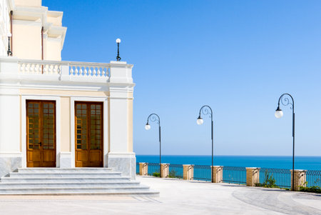 Italy, Ortona, the town theatre on the waterfrontの写真素材