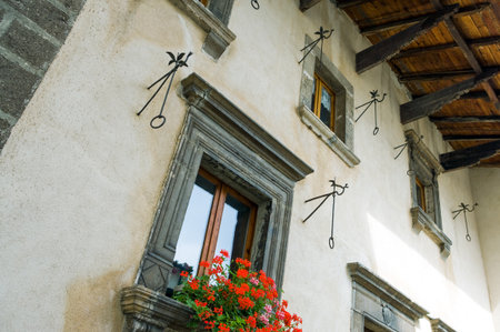 Italy, Pescocostanzo, the traditional ancient architectures of the country centerの写真素材