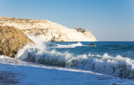 Greece, Cyprus, the Petra Tou Romiou coast (Aphrodites' Rock) who, according to legend, it is the birthplace of Aphroditeの写真素材