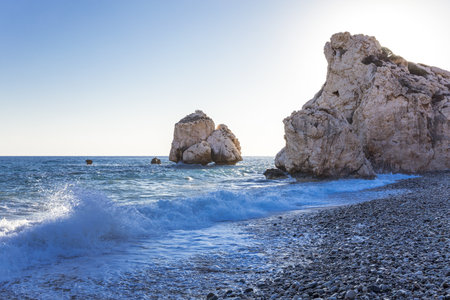 Greece, Cyprus, the Petra Tou Romiou coast (Aphrodites' Rock) who, according to legend, it is the birthplace of Aphroditeの写真素材