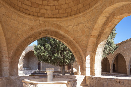 Greece, Cyprus, Aya Napa, the fountain in the courtyard of the Monastery  (14th century)のeditorial素材