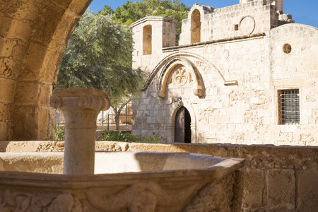 Greece, Cyprus, Aya Napa, the fountain in the courtyard of the Monastery  (14th century)のeditorial素材