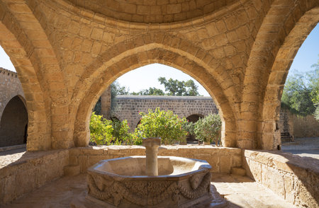 Greece, Cyprus, Aya Napa, the fountain in the courtyard of the Monastery  (14th century)の写真素材