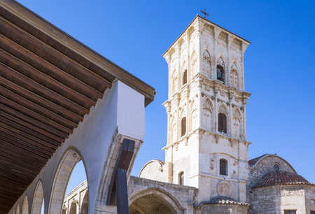 Greece, Cyprus, Larnaka, the St. Lazarus church bell tower and porchの写真素材