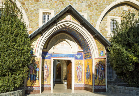 Greece, Cyprus, the entry portal of the Kykkos monasteryの写真素材