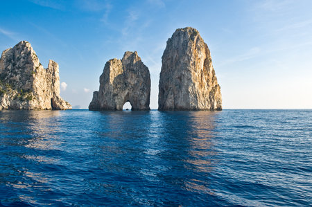 Italy,Capri the famous Faraglioni rocksの写真素材