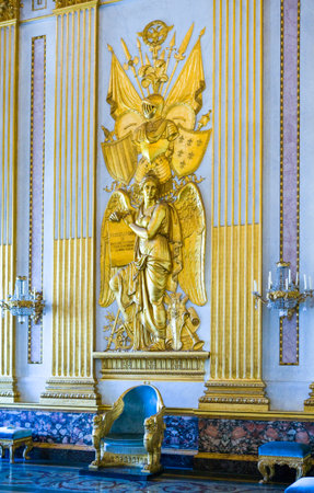 Caserta, Italy - March 9,2008:  The throne room of the Royal Palace, detai