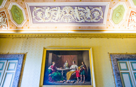 Caserta, Italy - March 9,2008:  A room of the  apartments of the Royal Palace, detailのeditorial素材