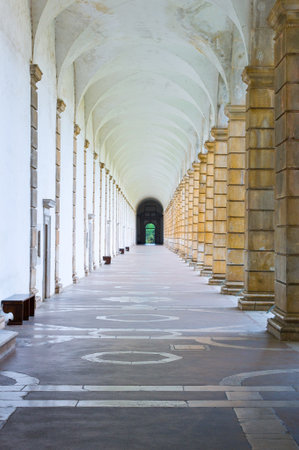 Italy,Cilento, Padula, the porch of the great cloister of the Certosa of San Lorenzoのeditorial素材