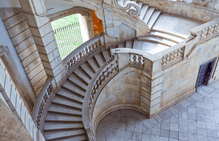 Italy,Cilento, Padula,  the flight of steps of the great cloister of the Certosa of San Lorenzoのeditorial素材