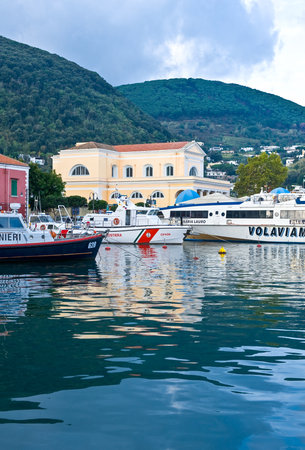Ischia, Italy - October 17, 2008: Boats in the harbor of Ischia Portoのeditorial素材