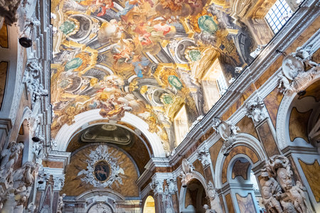 Naples, Italy - August 3, 2015:  Sculptures and paintings inside the St Severo chapelのeditorial素材
