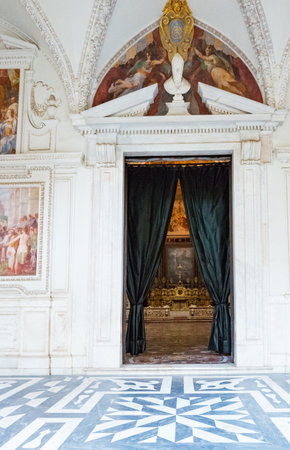 Naples, Italy - August 4, 2015:  Certosa Di San Martino, the church entranceのeditorial素材