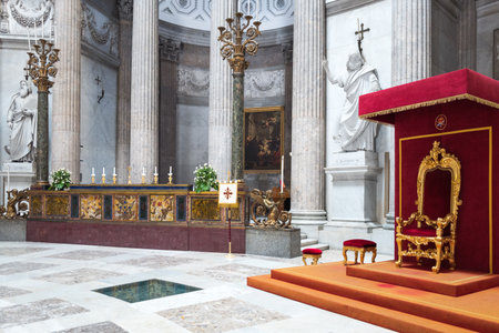Naples, Italy - August 3, 2015: The St Francesco di Paola church interiorのeditorial素材