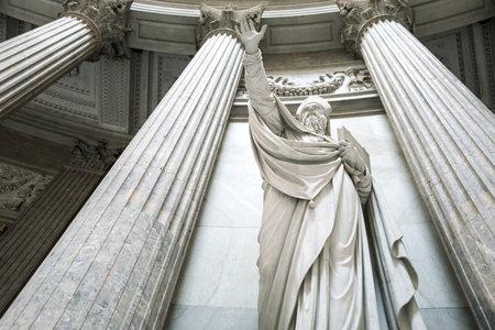 Italy, Naples, the statue of a saint in the St Francesco di Paola church interiorのeditorial素材