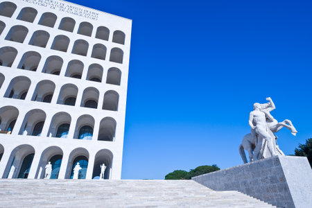Rome,  the Palazzo della Civiltà e del Lavoro in EUR quarterの写真素材
