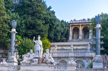 Rome, Italy - September 28, 2008: The Pincio gardens seen from Piazza del Popoloのeditorial素材