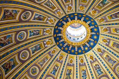 Rome, Italy - September 29, 2008:   Detail of a dome in the interior of San Pietro in Vaticano cathedralのeditorial素材