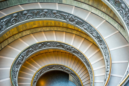 Rome, Italy - March 11, 2014: Vatican Museums, the spiral staircase designed by Giuseppe Momoのeditorial素材