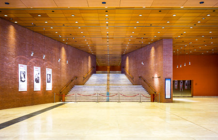 Rome, Italy - March 12, 2014:  The foyer of  Santa Cecilia Academy in the Parco Della musica complex designed by Renzo Pianoのeditorial素材